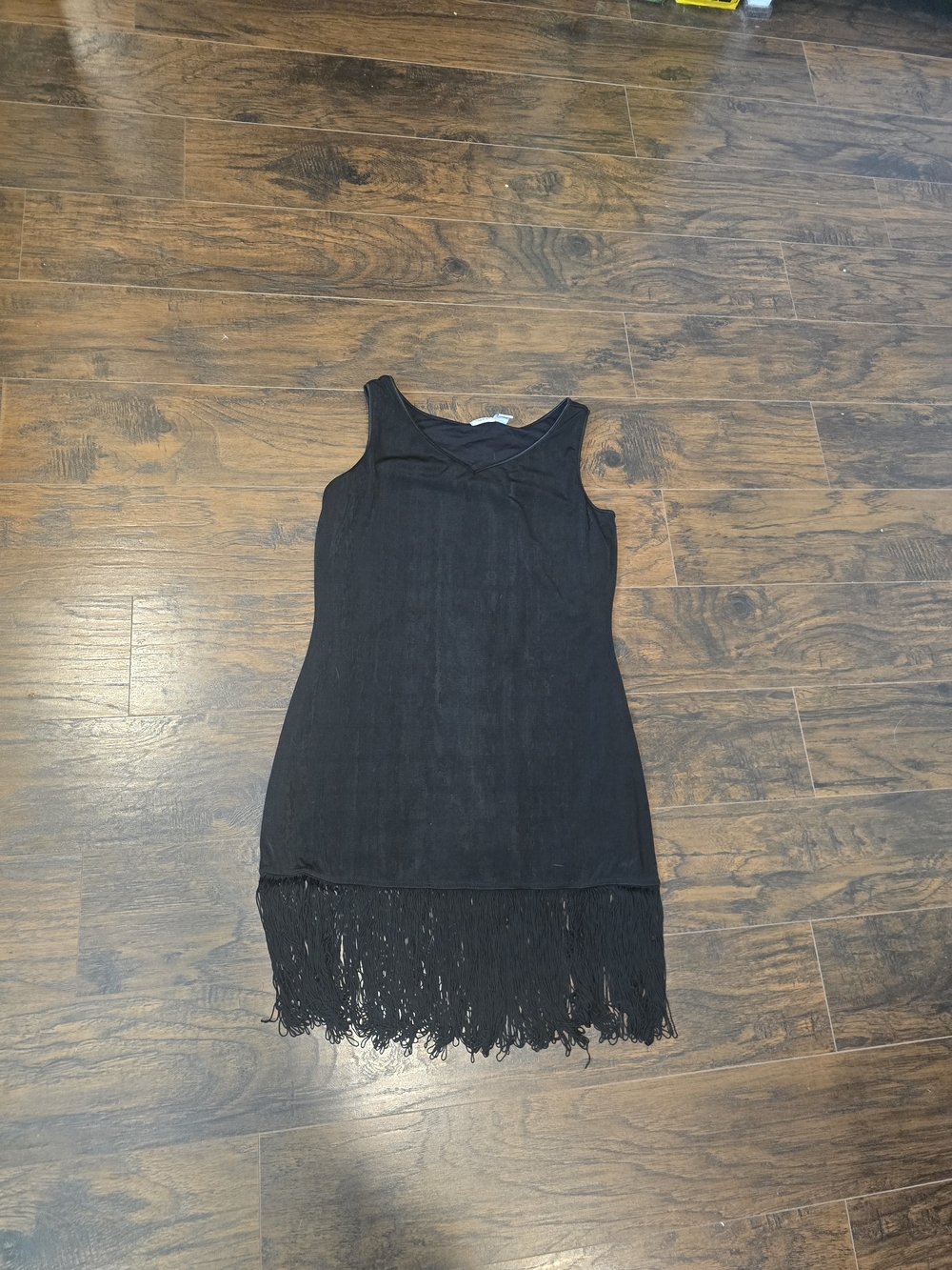 Together | Black Sleeveless Fringe Hem Dress Medium